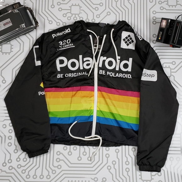 Black Polaroid Hooded Windbreaker - Picture 1 of 5